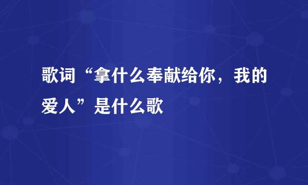 歌词“拿什么奉献给你，我的爱人”是什么歌