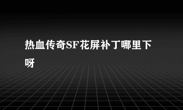 热血传奇SF花屏补丁哪里下呀