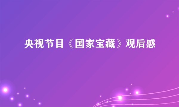 央视节目《国家宝藏》观后感