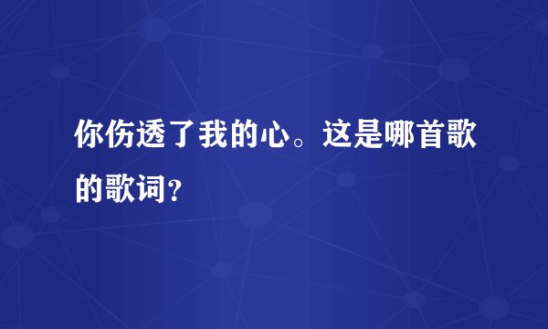 你伤透了我的心。这是哪首歌的歌词？