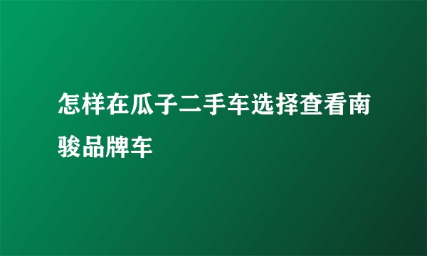 怎样在瓜子二手车选择查看南骏品牌车