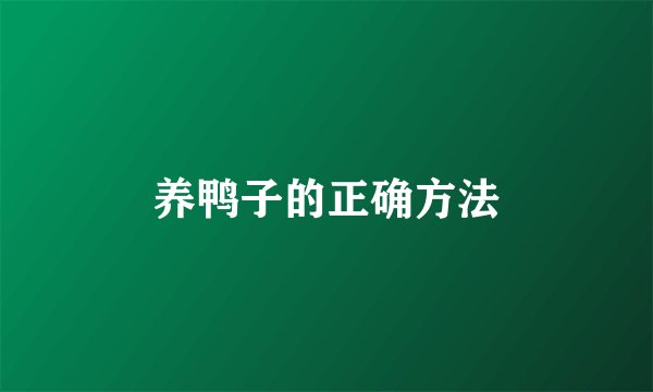 养鸭子的正确方法