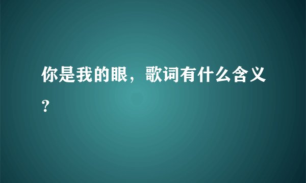 你是我的眼，歌词有什么含义？