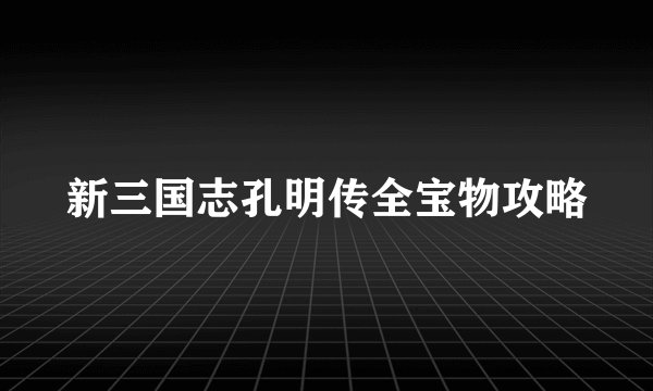 新三国志孔明传全宝物攻略