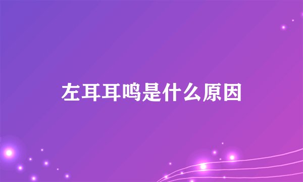 左耳耳鸣是什么原因