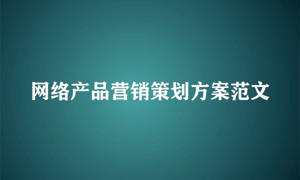 网络产品营销策划方案范文
