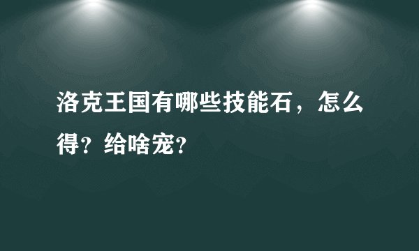 洛克王国有哪些技能石,怎么得?给啥宠?