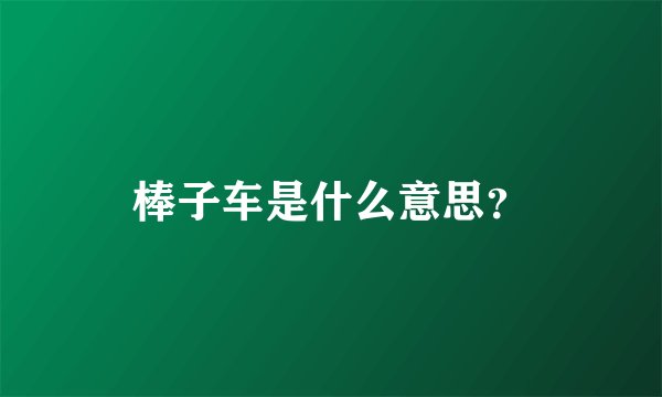 棒子车是什么意思？