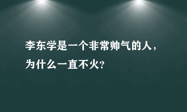 李东学是一个非常帅气的人，为什么一直不火？