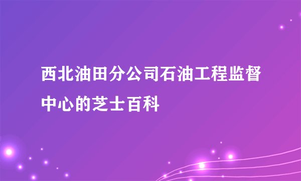 西北油田分公司石油工程监督中心的芝士百科