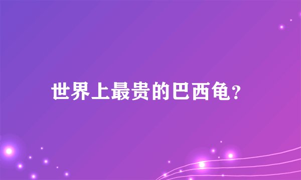 世界上最贵的巴西龟？