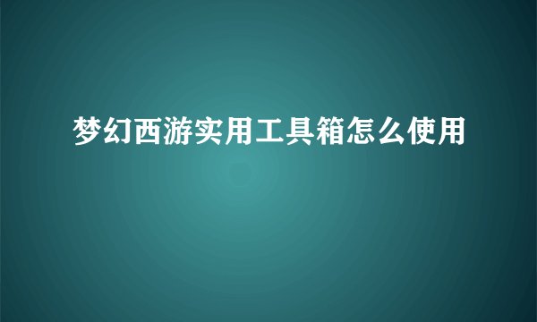 梦幻西游实用工具箱怎么使用