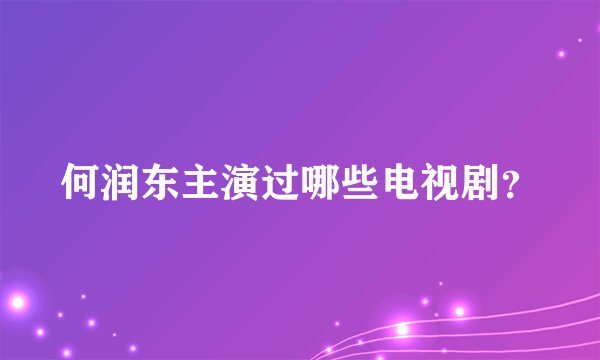 何润东主演过哪些电视剧？
